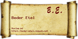 Beder Etel névjegykártya